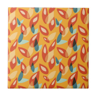 Carreau Orange Retro Moderne Feuilles géométriques les ann