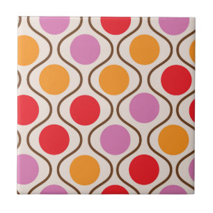 Carreau Orange, rose et rouge du milieu du siècle sur des