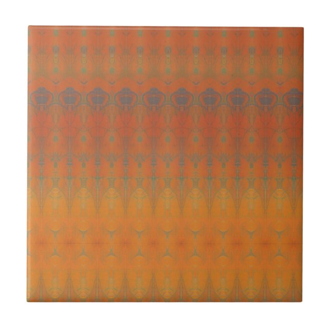 Carreau Orange tangerine turquoise vert géométrique design (Devant)