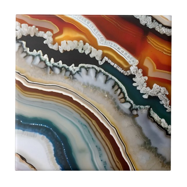 Carreau Orange Terracotta Blanc Black Blue Agate Géode (Devant)