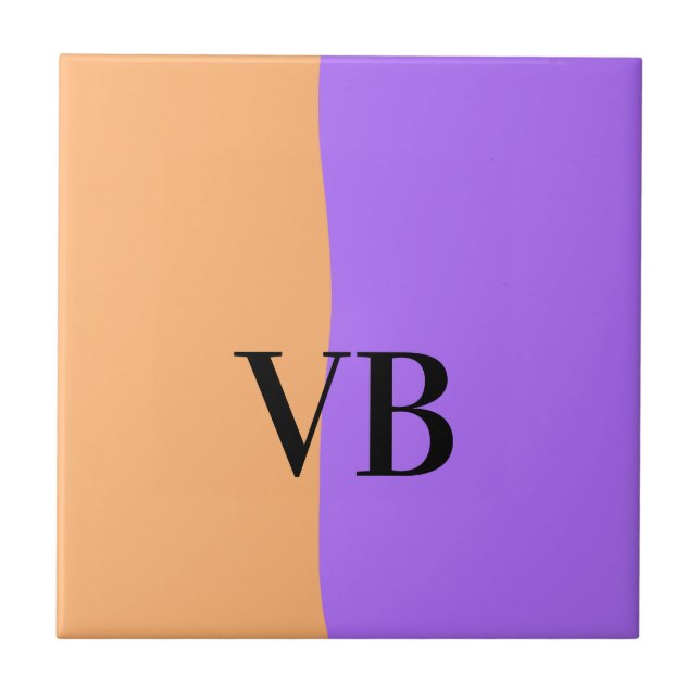 Carreau Orange violet uni ajouter nom lettre monogramme te (Devant)