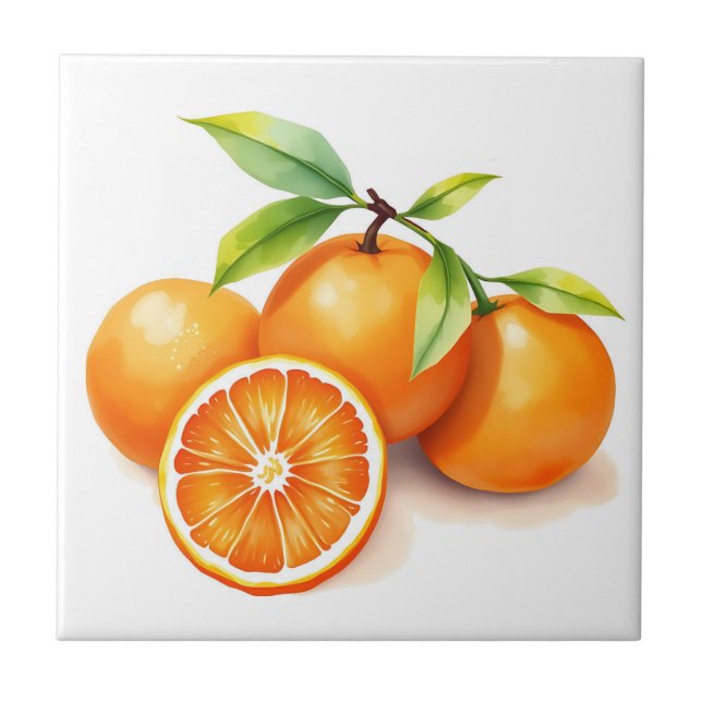 Carreau Oranges aquarelles vives (Devant)