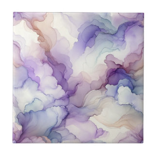Carreau Orchidée florissante Aquarelle violette Art Abstra