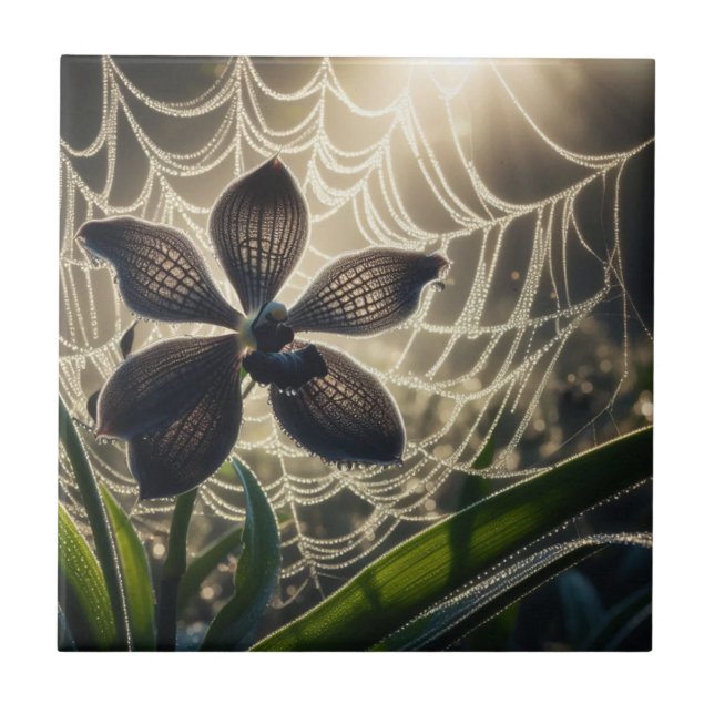Carreau Orchidée noire Spiderweb Floral (Devant)