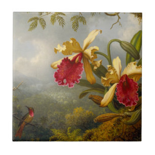 Carreau Orchidées et colibri Heade