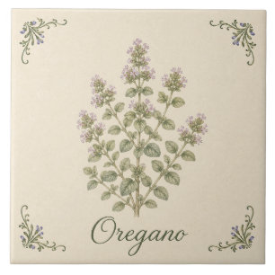 Carreau Orégano Botanique Vintage Cuisine de Cottage Herbe