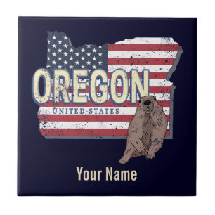 Carreau Oregon State États-Unis Retro Map USA Souvenir