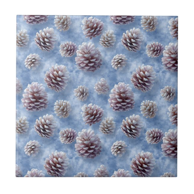 Carreau Oreiller à lancer Motif de Pinecones bleus congelé (Devant)
