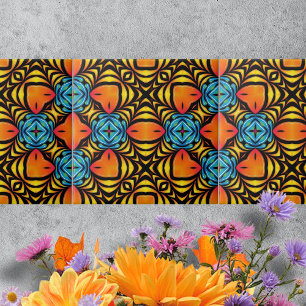 Carreau Organisations symétriques orange jaune bleu