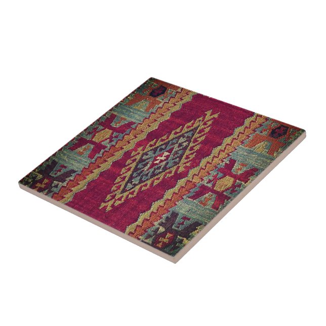 Carreau Oriental Antique Kilim Rug (Côté)