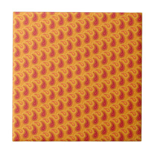Carreau Oriental Orange Perse Motif Paisley