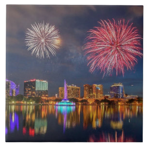 Carreau Orlando Florida Lake Eola Fireworks & Fontaine