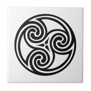 Carreau Ornamento de Triskele Celta, blanco y negro