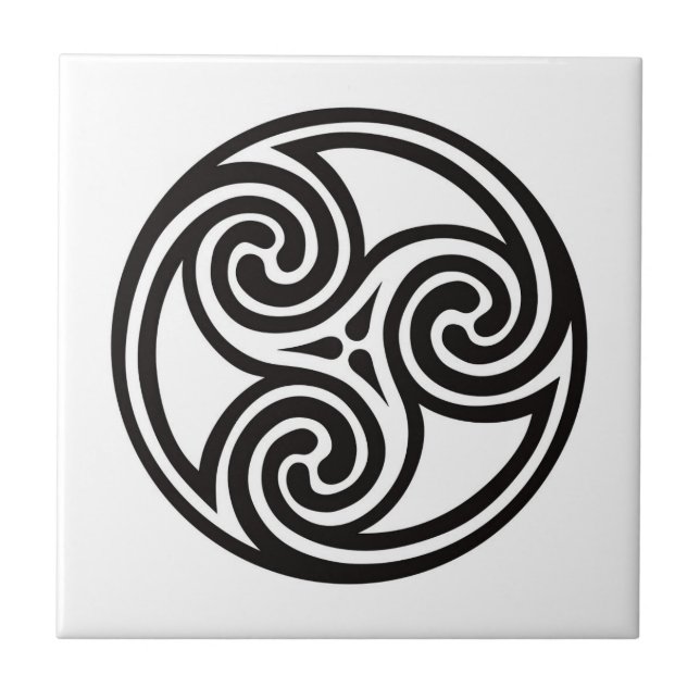 Carreau Ornamento de Triskele Celta, blanco y negro (Devant)