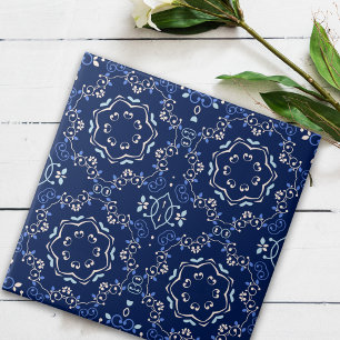 Carreau Ornate Classic Bleu & Blanc Méditerranéen Azulejo