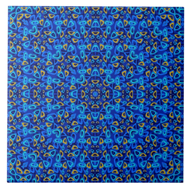 Carreau Ornement abstrait bleu multicolore (Devant)