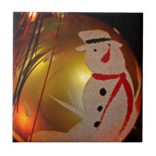 Carreau Ornement Bonhomme de Neige givré