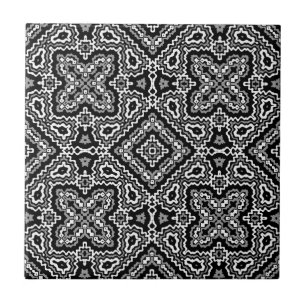 Carreau ornement de motif ethnique géométrique noir et bla