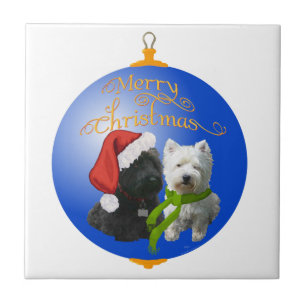 Carreau Ornement de Noël Westie Scottie
