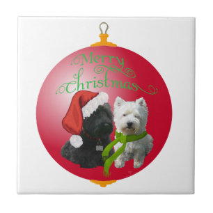 Carreau Ornement de Noël Westie Scottie