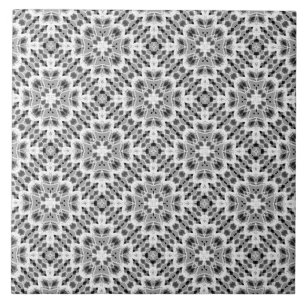 Carreau Ornement ethnique géométrique noir et blanc
