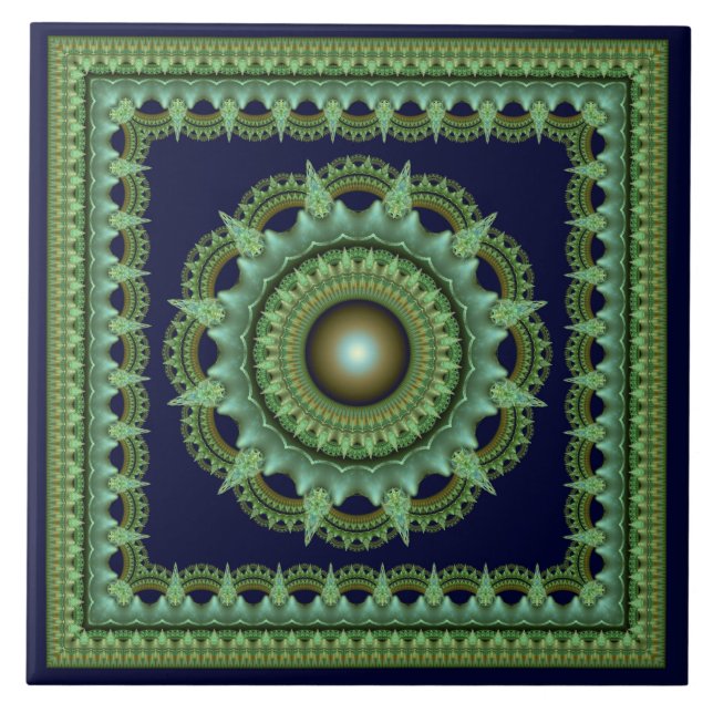 Carreau Ornement étoilé fractal envoûtant (Devant)