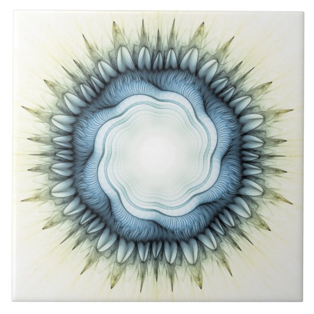 Carreau Ornement floral bleu scintillant (Devant)