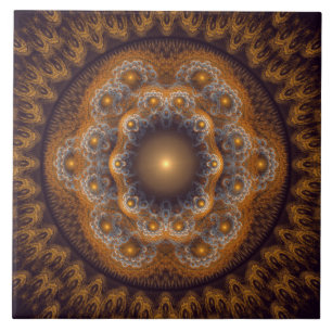 Carreau Ornement fractal brillant sacré rouge