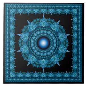 Carreau Ornement fractal étoile bleue