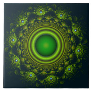 Carreau Ornement hypnotique fractal vert