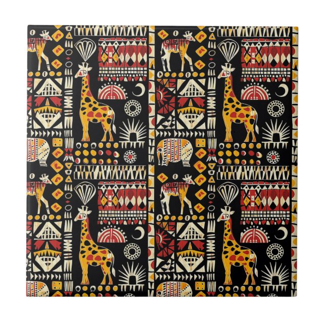 Carreau Ornement traditionnel ethnique africain, patte tri (Devant)