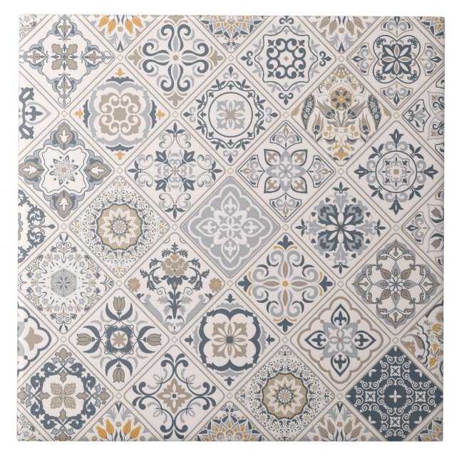 Carreau Ornement traditionnel portugais et espagnol Boho  (Devant)