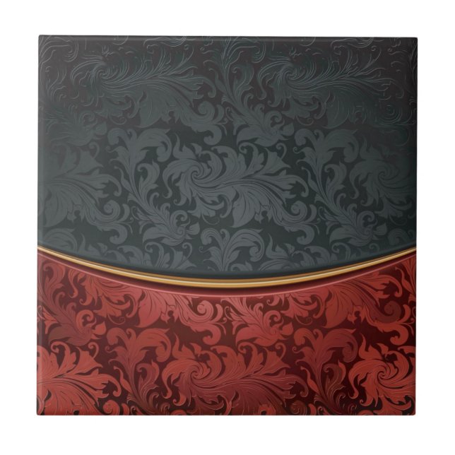 Carreau Ornement vintage rouge et noir (Devant)