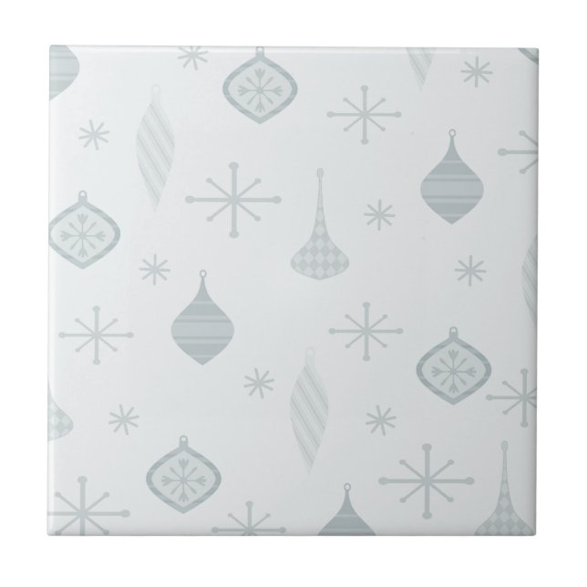 Carreau Ornements de Noël rétro Argent (Devant)