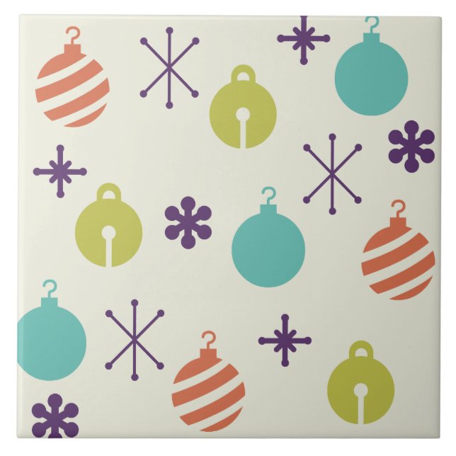 Carreau Ornements de Noël rétro Snowflakes (Devant)