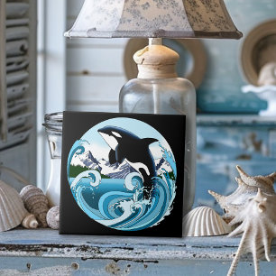 Carreau Orque Majestueux Baleine Tueuse Vagues Bleues Océa