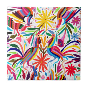 Carreau Otomi coloré Imprimer, Motif floral/animal