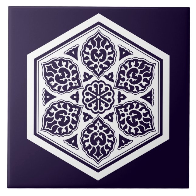 Carreau Ottoman Turc bleu rosette Oriental (Devant)