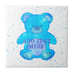 Carreau Ours Bébé Cute En Bleu Texte Personnalisé