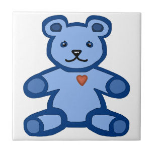 Carreau Ours bleu en peluche avec coeur d'amour