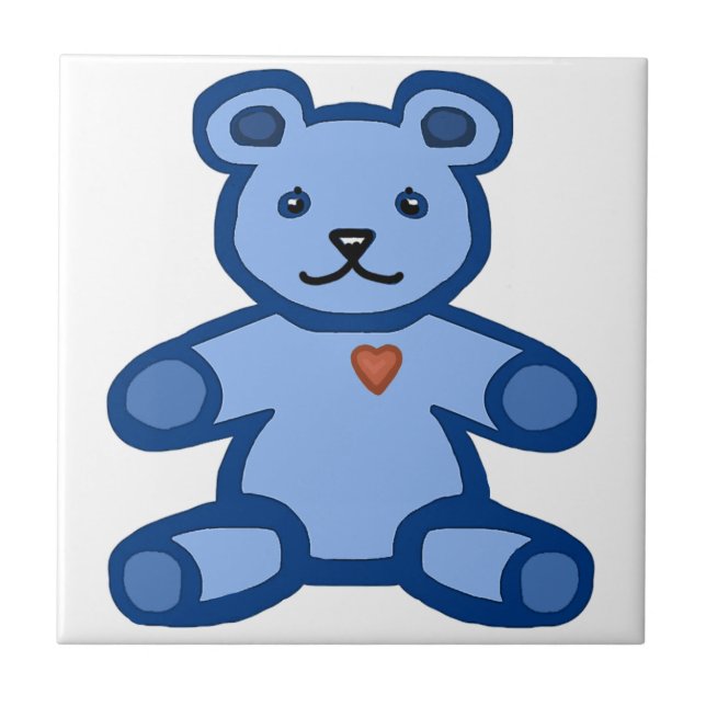 Carreau Ours bleu en peluche avec coeur d'amour (Devant)