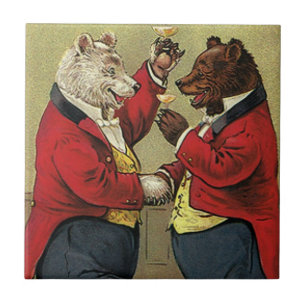 Carreau Ours dansants heureux victoriens vintage