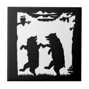Carreau Ours de danse vintage Chouette en silhouette noire