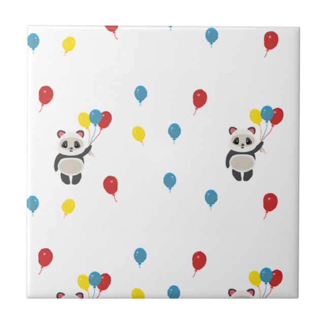 Carreau Ours de panda blanc ballons (Devant)
