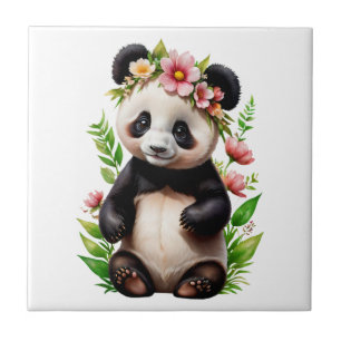 Carreau Ours De Panda Transparent Avec Fleurs