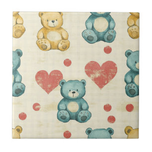 Carreau Ours en peluche vintage shabby chic motif gingham 
