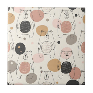 Carreau Ours mignon - Douce forêt de bois pastel (3)