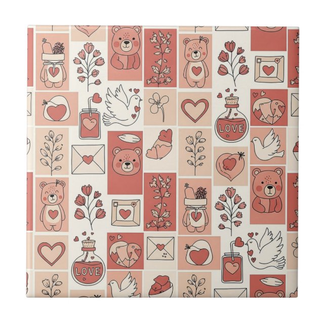 Carreau Ours mignon - Douce forêt de bois pastel (6) (Devant)