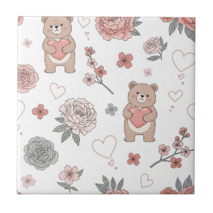 Carreau Ours mignon et cœurs -- Nurserie pastel (12)