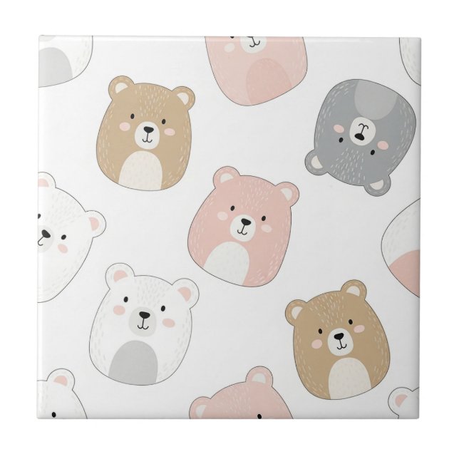Carreau Ours mignon et cœurs -- Nurserie pastel (2) (Devant)